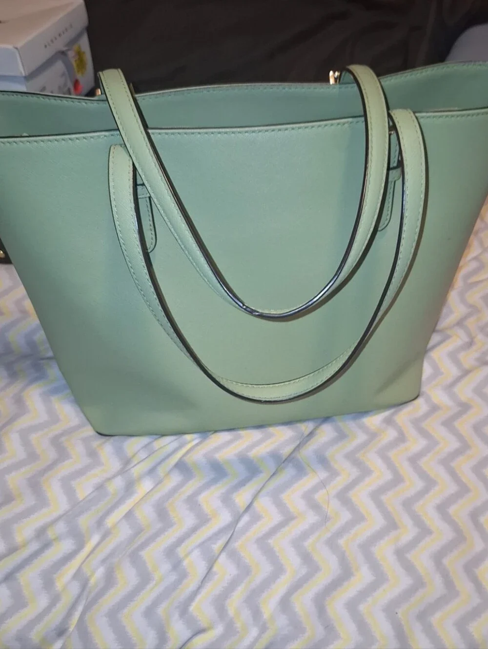 Michael Kors Mint Saffiano Leather Tote with Front Pocket